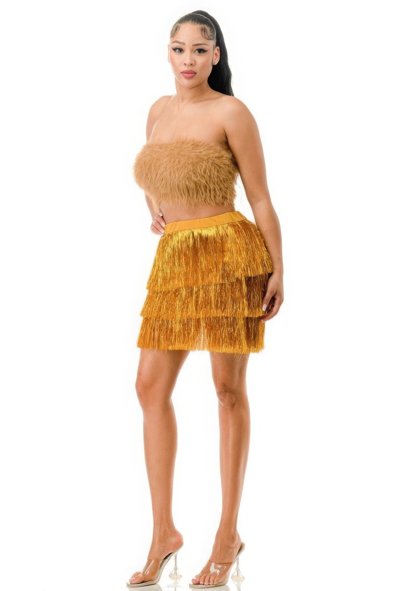 Fringe Metallic Skirt - Body By J'ne