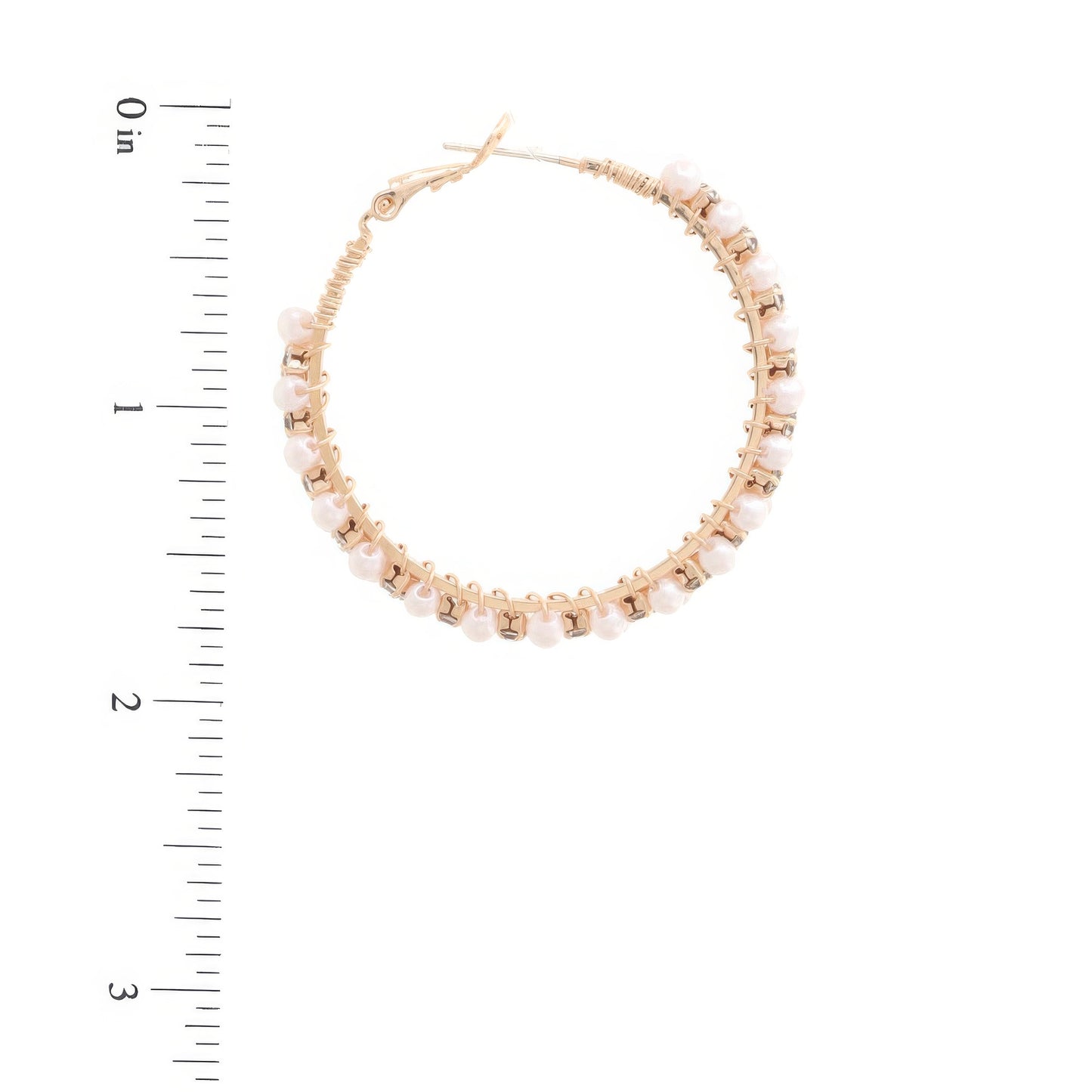 Pearl Bead Rhinestone Wire Wrapped Hoop Earring - Body By J'ne