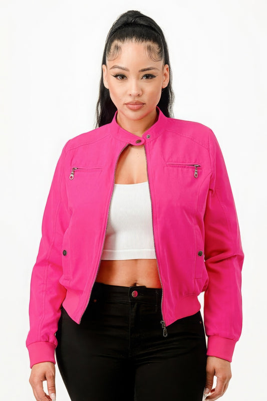 Casual Zip Up Biker Moto Jacket - Body By J'ne