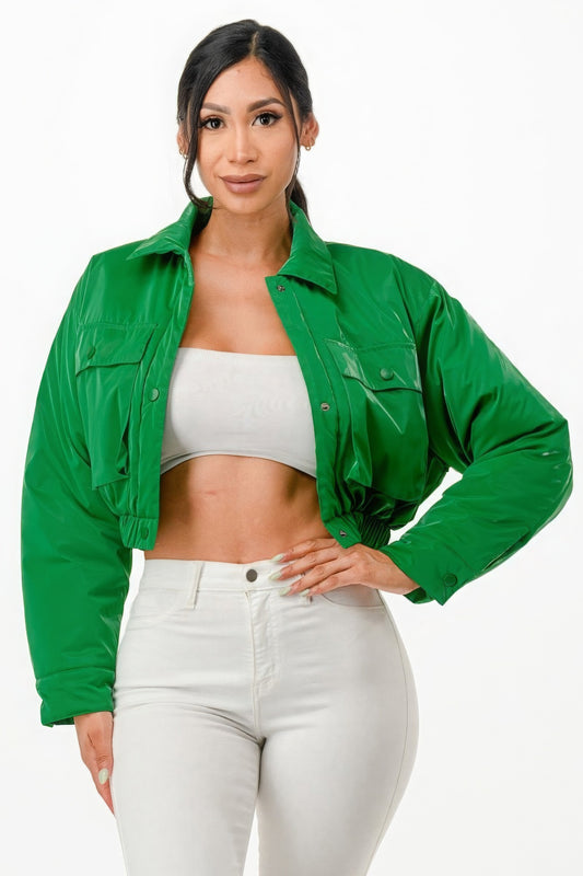 Shiny Puffer Bomber Jacket - Body By J'ne