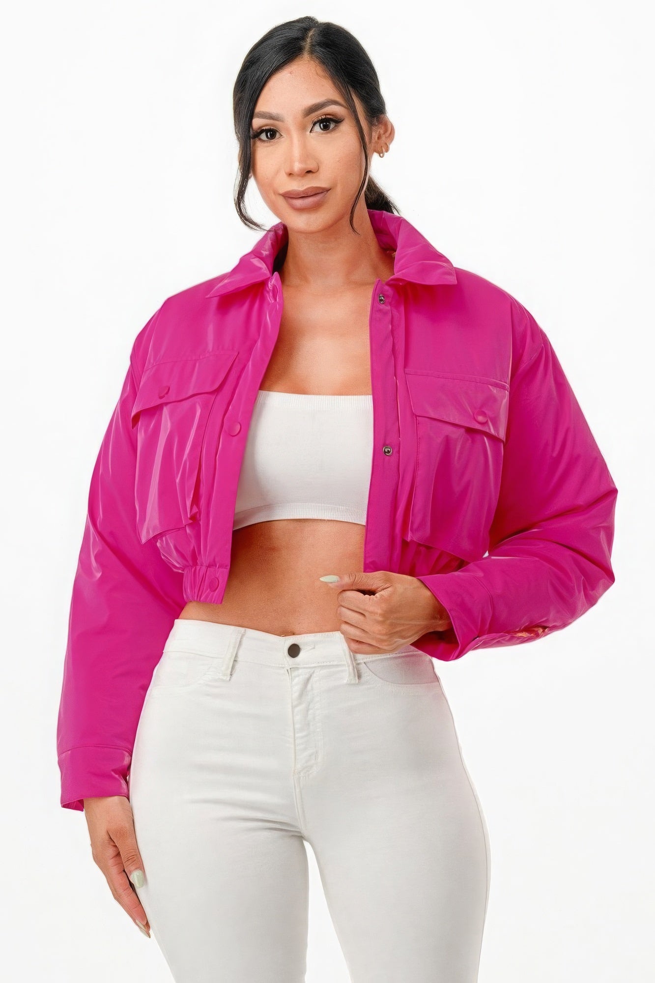 Shiny Puffer Bomber Jacket - Body By J'ne