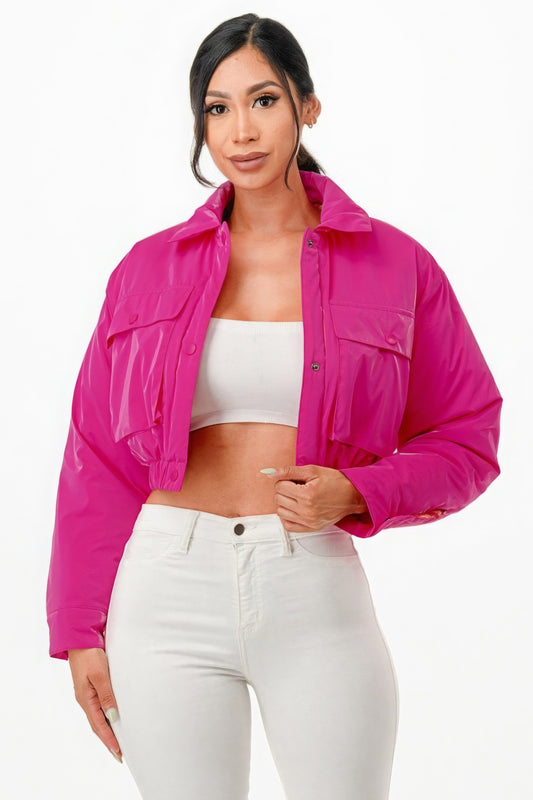 Shiny Puffer Bomber Jacket - Body By J'ne