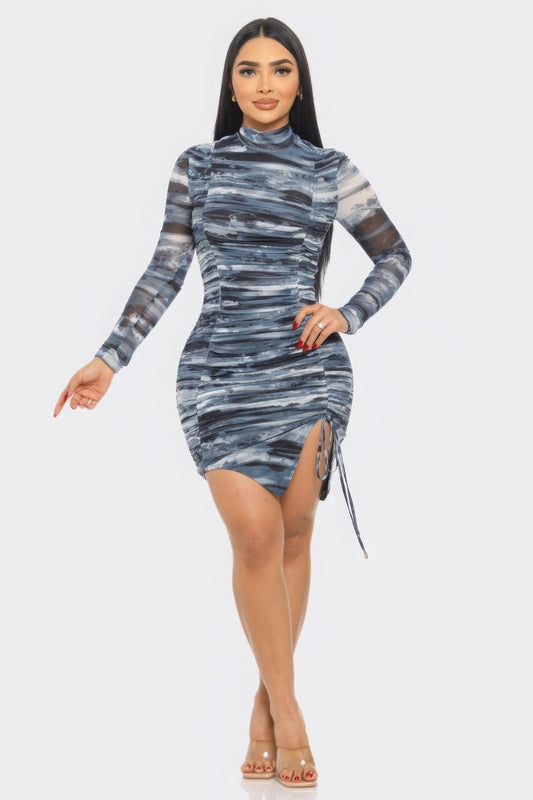 Print Mesh Mini Dress - Body By J'ne