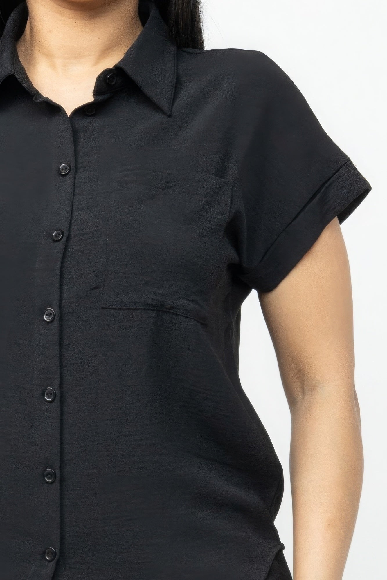 Button Down Pocket Loose Fit Top And Shorts Set - Body By J'ne