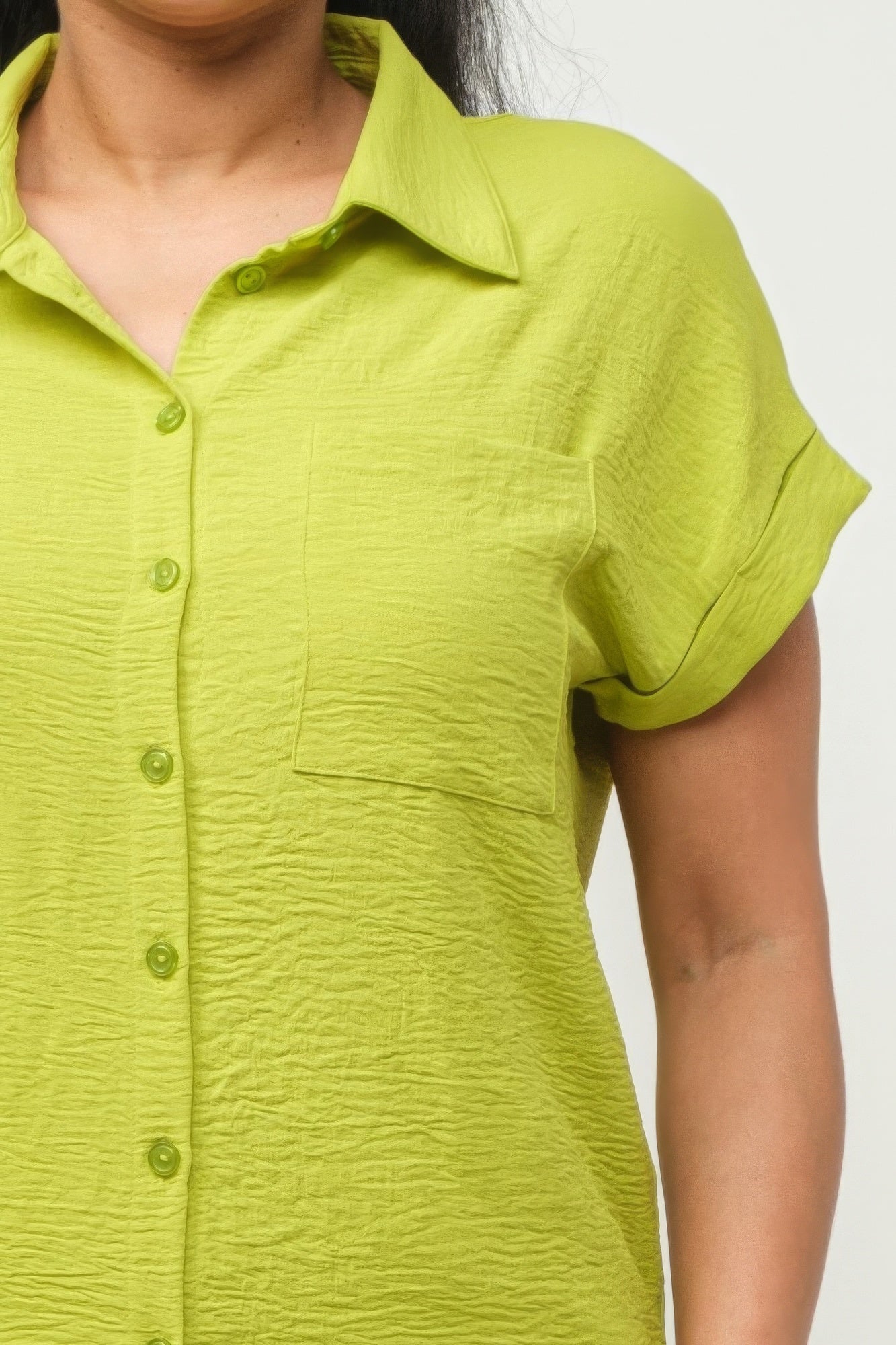 Button Down Pocket Loose Fit Top And Shorts Set - Body By J'ne