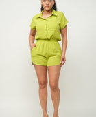 Button Down Pocket Loose Fit Top And Shorts Set - Body By J'ne