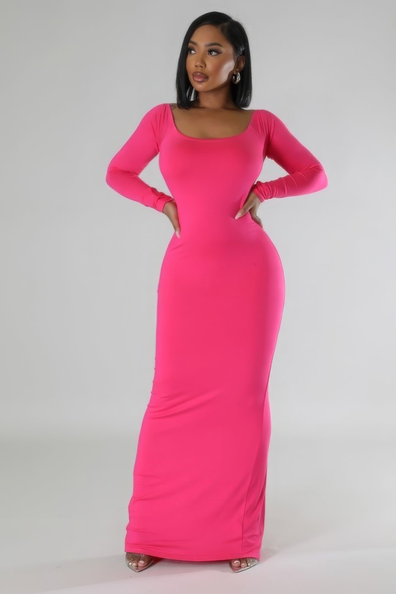 Long Sleeves Stretch Dress - Body By J'ne