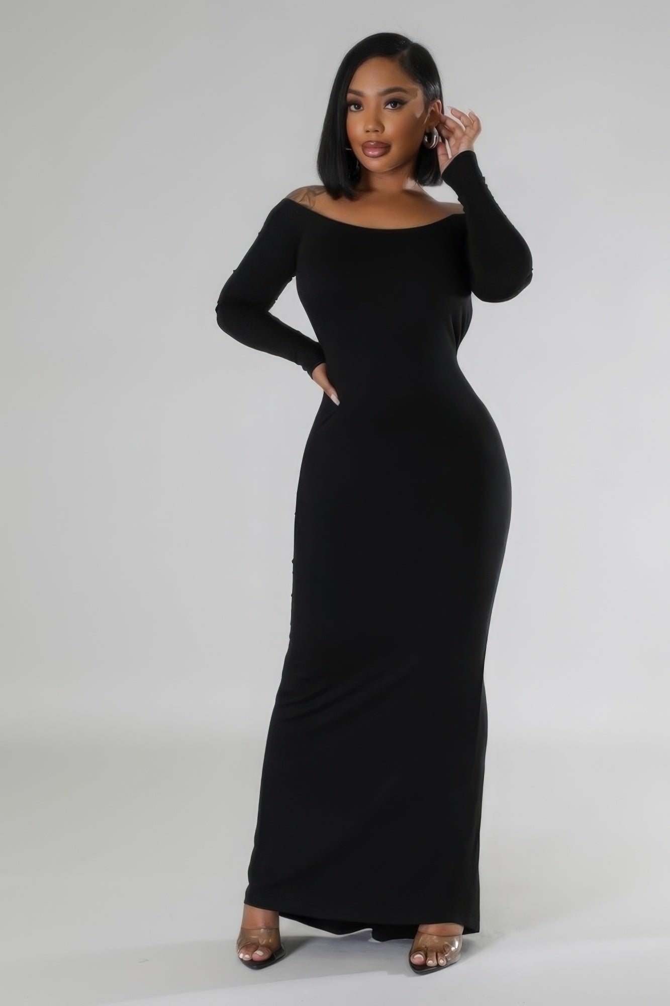 Long Sleeves Stretch Dress - Body By J'ne