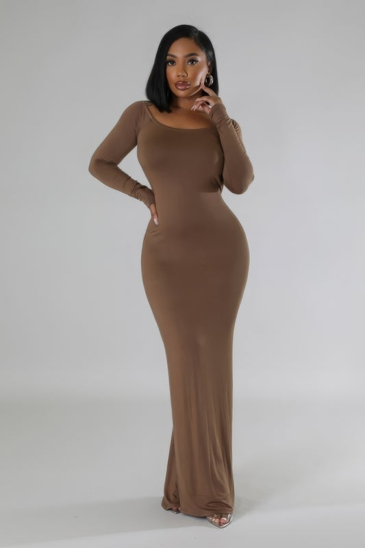 Long Sleeves Stretch Dress - Body By J'ne