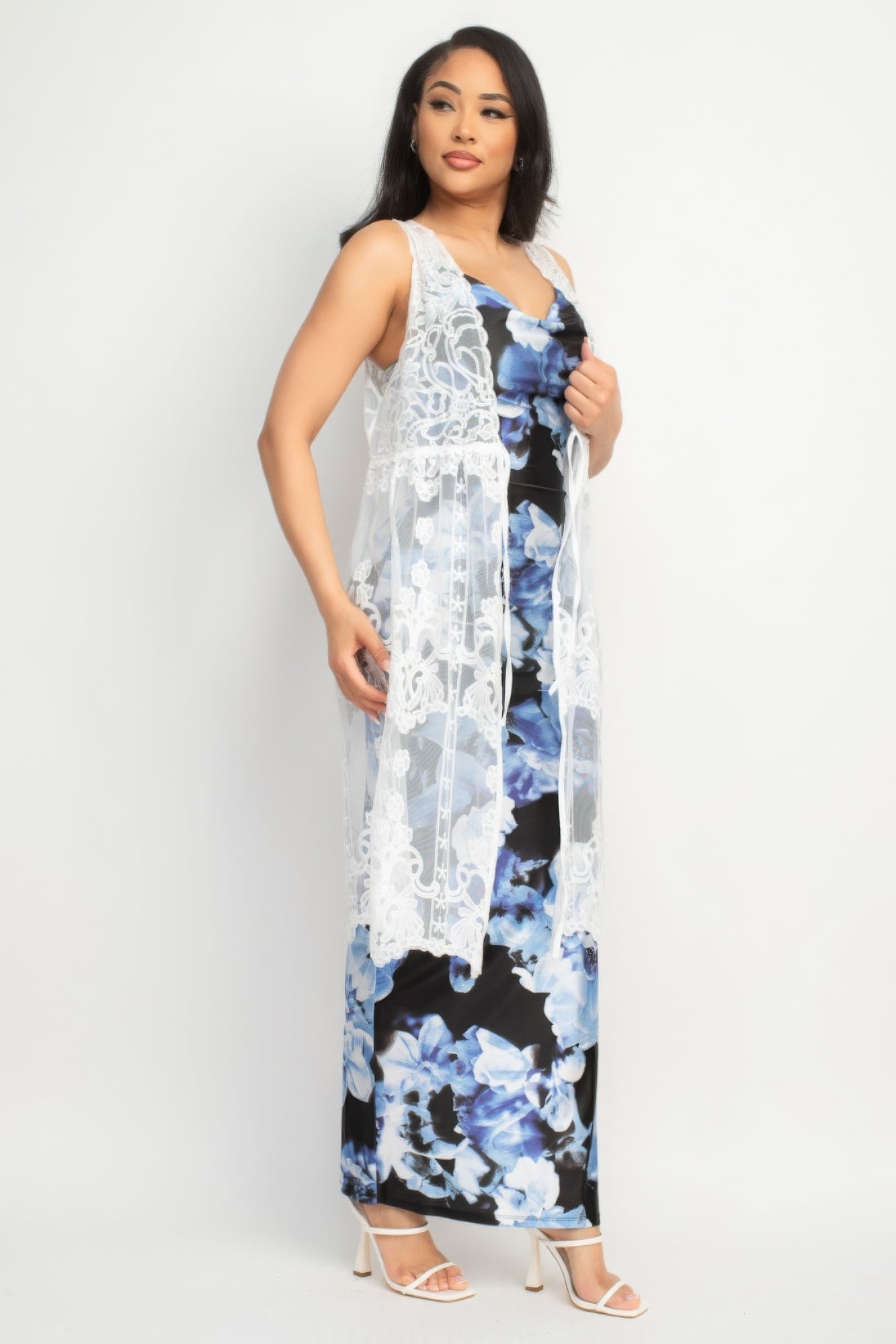 Sheer Embroidered Lace Vest - Body By J'ne