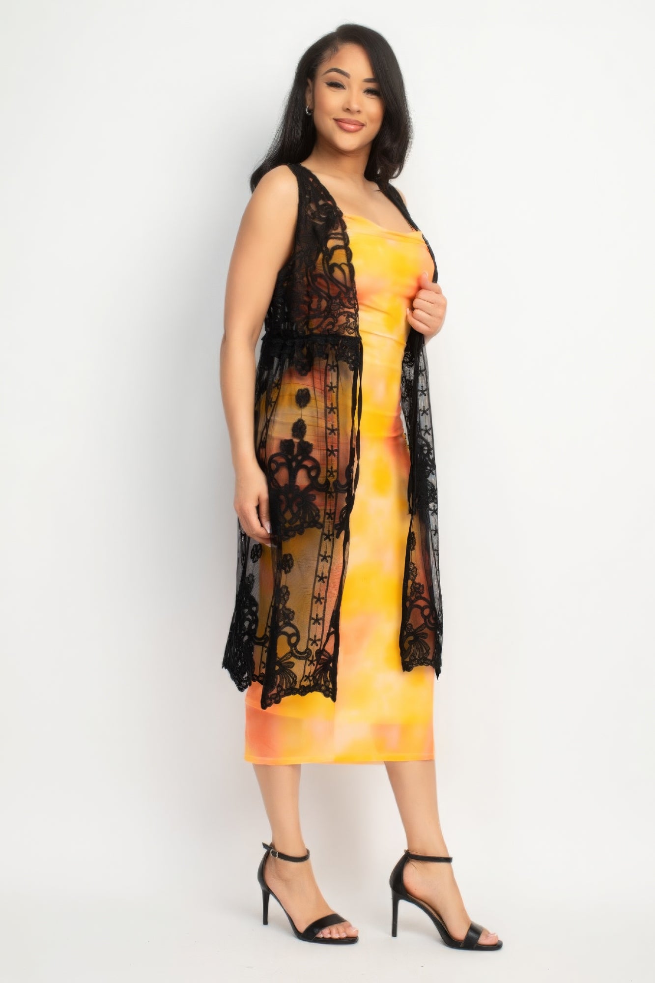 Sheer Embroidered Lace Vest - Body By J'ne