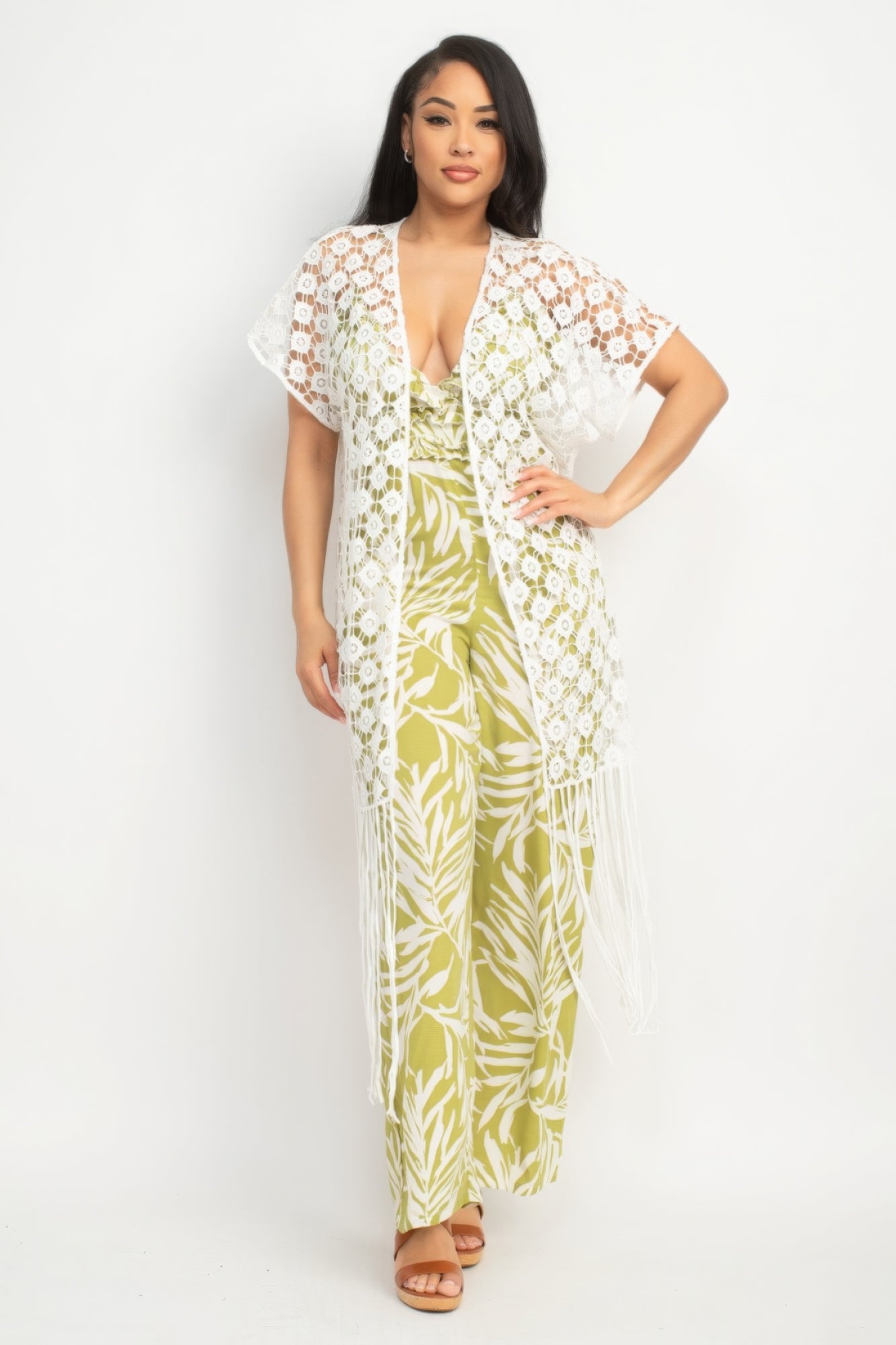 Crocheted Open-front Fringe Kimono - Body By J'ne