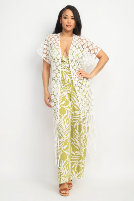 Crocheted Open-front Fringe Kimono - Body By J'ne