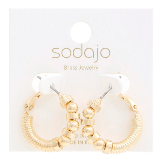 Sodajo Ball Bead Link Gold Dipped Hoop Earring - Body By J'ne