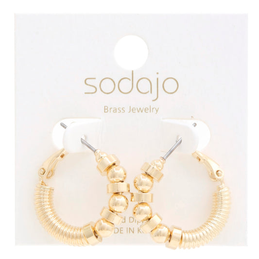 Sodajo Ball Bead Link Gold Dipped Hoop Earring - Body By J'ne