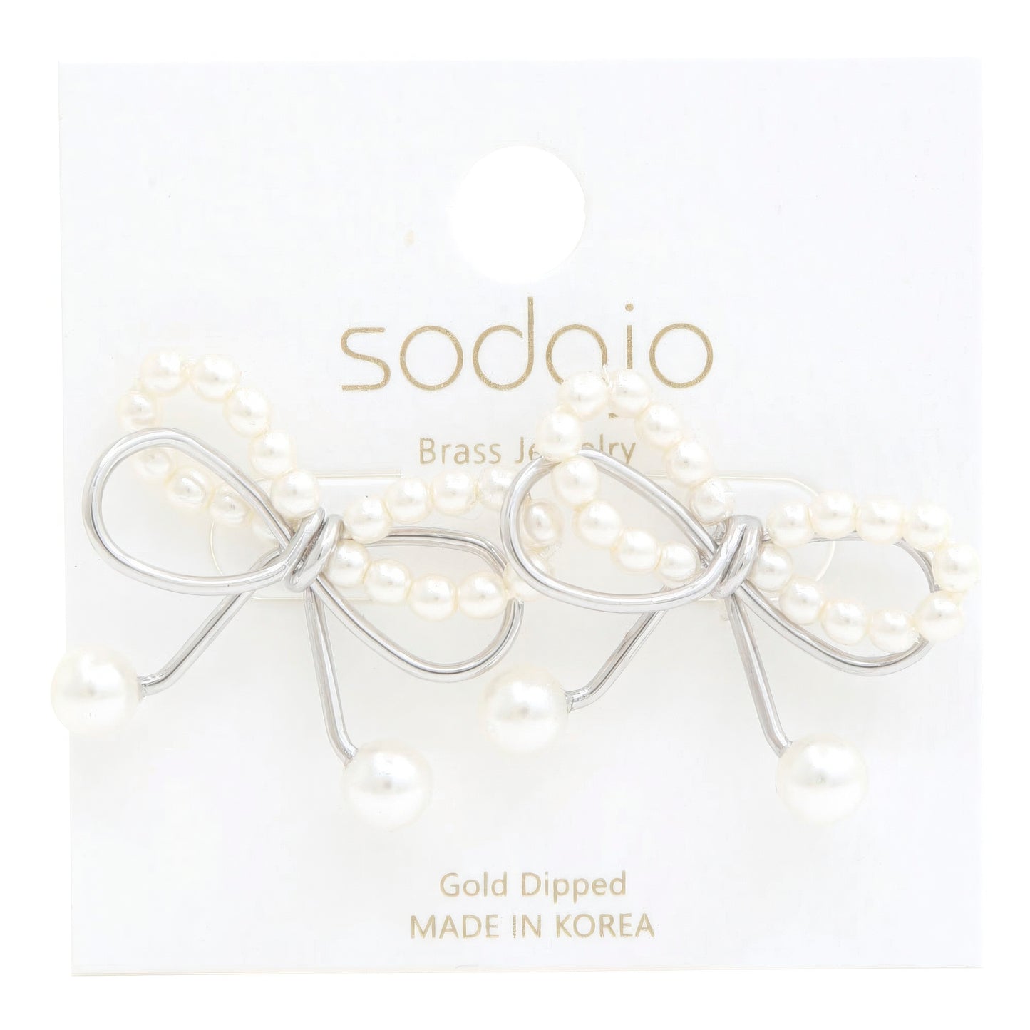 Sodajo Pear Bead Metal Bow God Dipped Earring - Body By J'ne