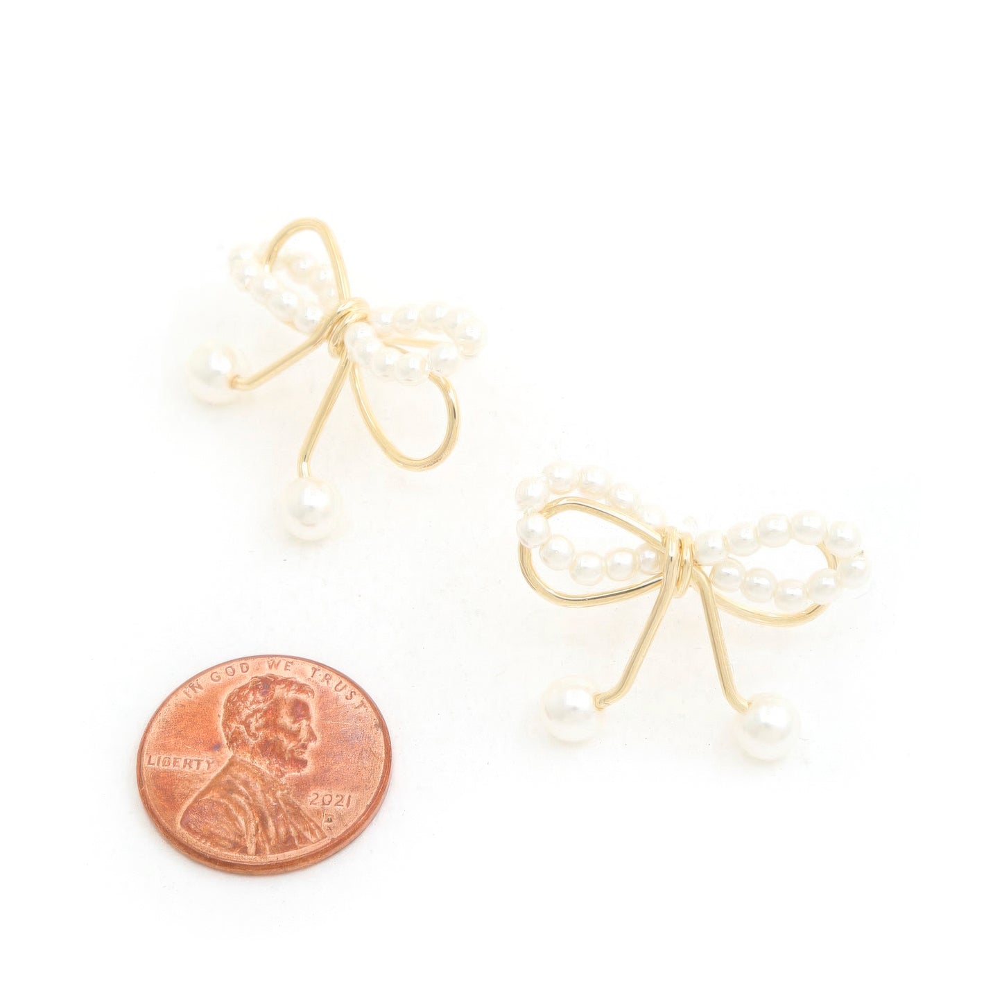 Sodajo Pear Bead Metal Bow God Dipped Earring - Body By J'ne