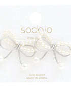 Sodajo Pear Bead Metal Bow God Dipped Earring - Body By J'ne