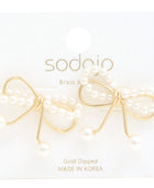 Sodajo Pear Bead Metal Bow God Dipped Earring - Body By J'ne