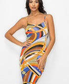 Crossed Back Marble Print Multicolor Midi Dress - Body By J'ne