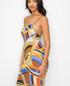 Crossed Back Marble Print Multicolor Midi Dress - Body By J'ne