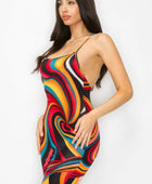 Crossed Back Marble Print Multicolor Midi Dress - Body By J'ne