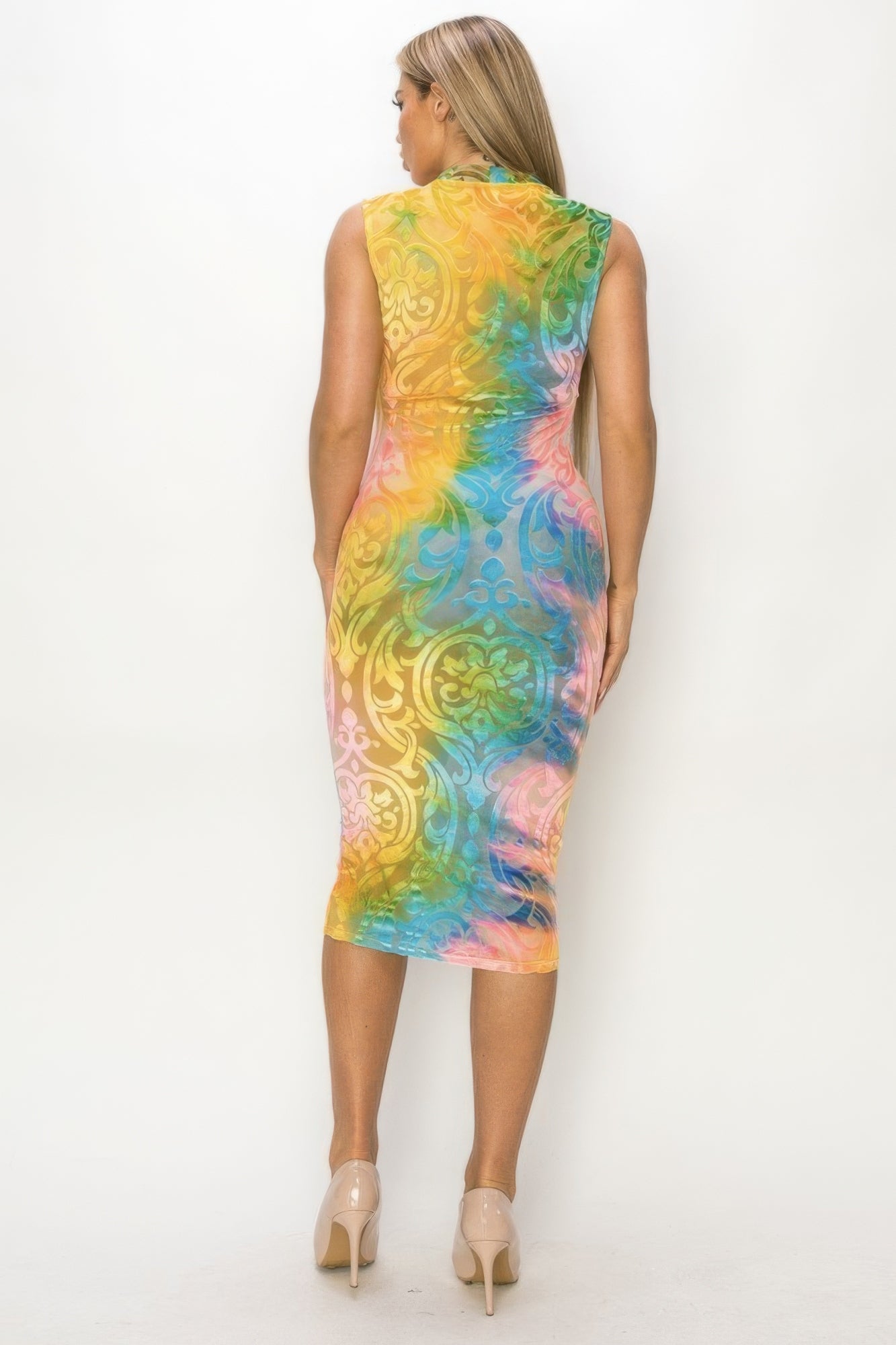 Velvet Burn Out Pattern Midi Dress - Body By J'ne