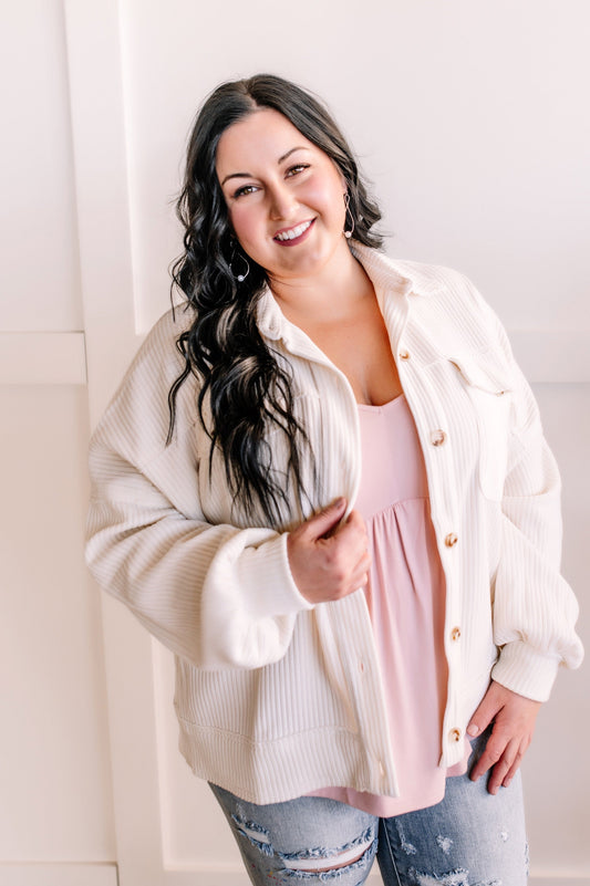 Soft Corduroy Jacket In Rich Ivory Whisper - Body By J'ne