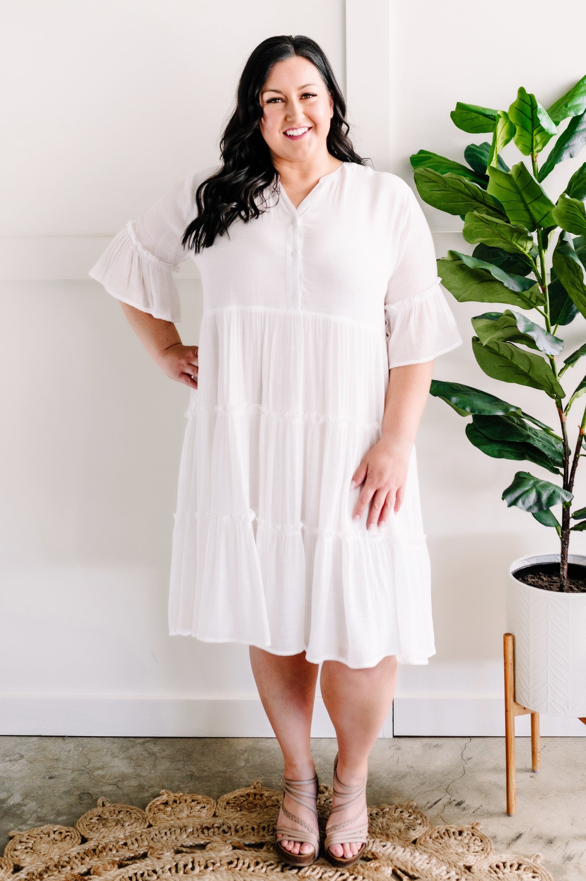 Bohemian Tiered Dress In Natural White - Body By J'ne