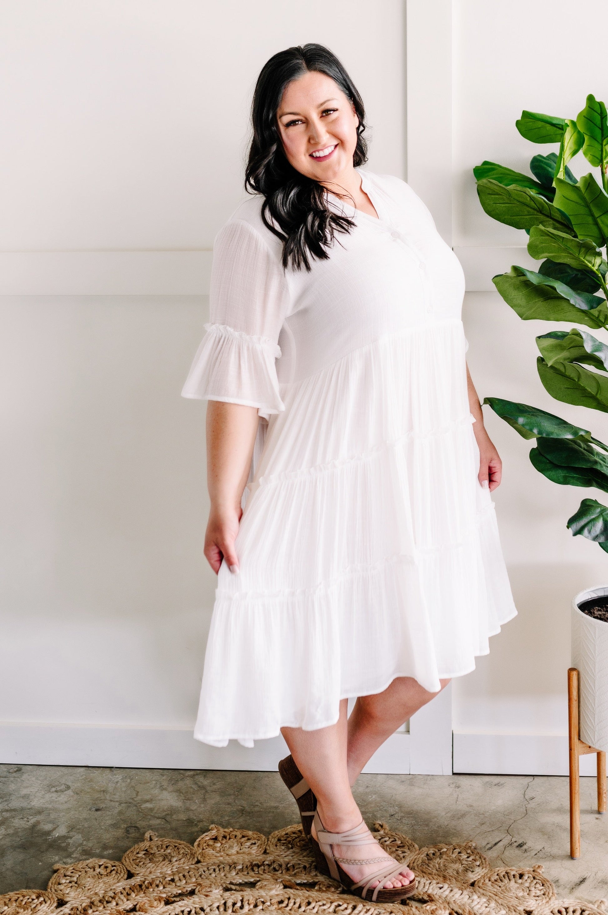 Bohemian Tiered Dress In Natural White - Body By J'ne