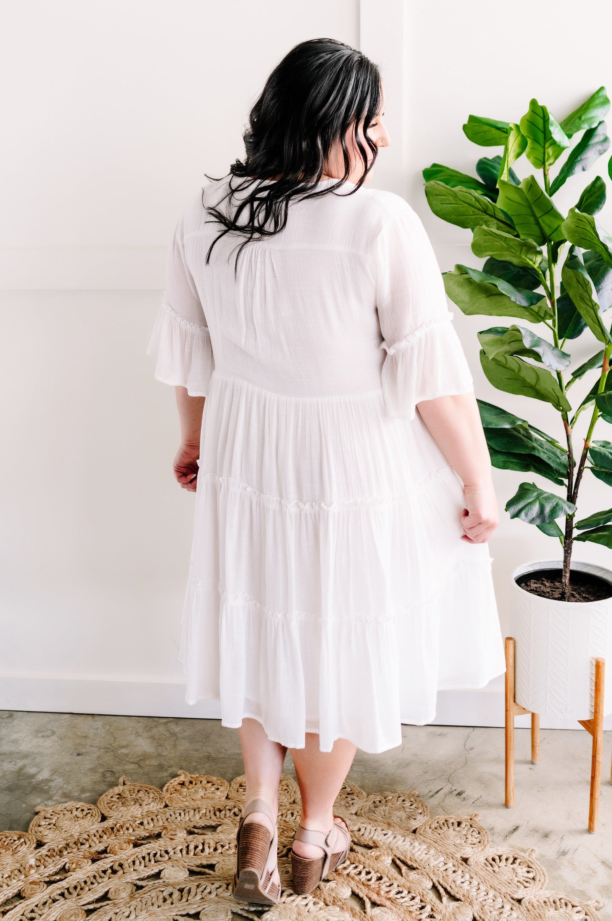 Bohemian Tiered Dress In Natural White - Body By J'ne