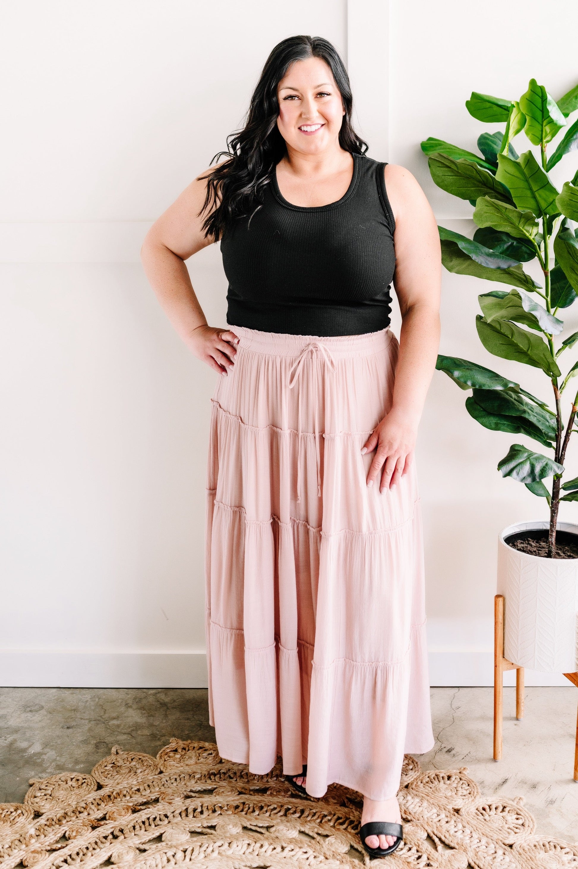 Tiered Boho Skirt In Whimsical Blush - Body By J'ne