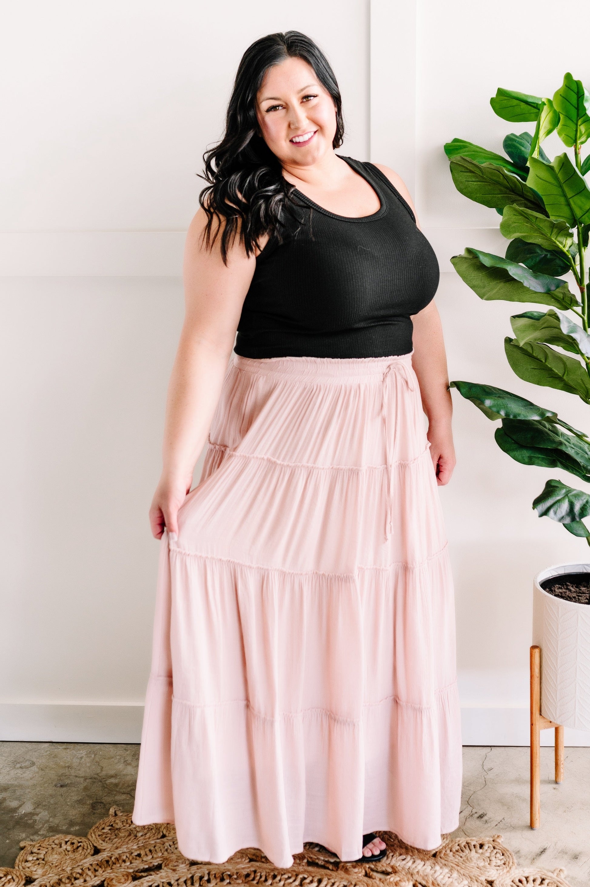 Tiered Boho Skirt In Whimsical Blush - Body By J'ne