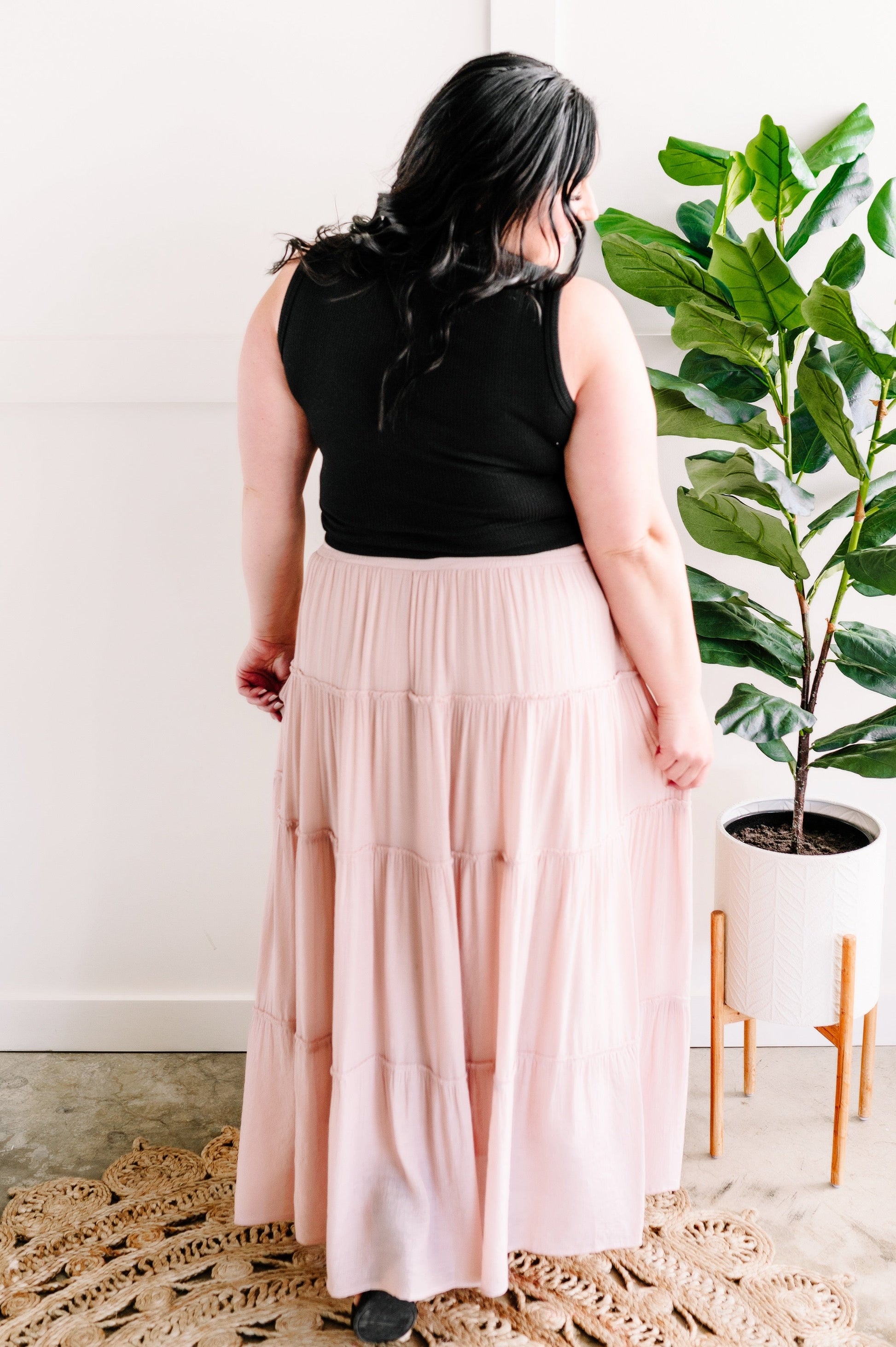 Tiered Boho Skirt In Whimsical Blush - Body By J'ne