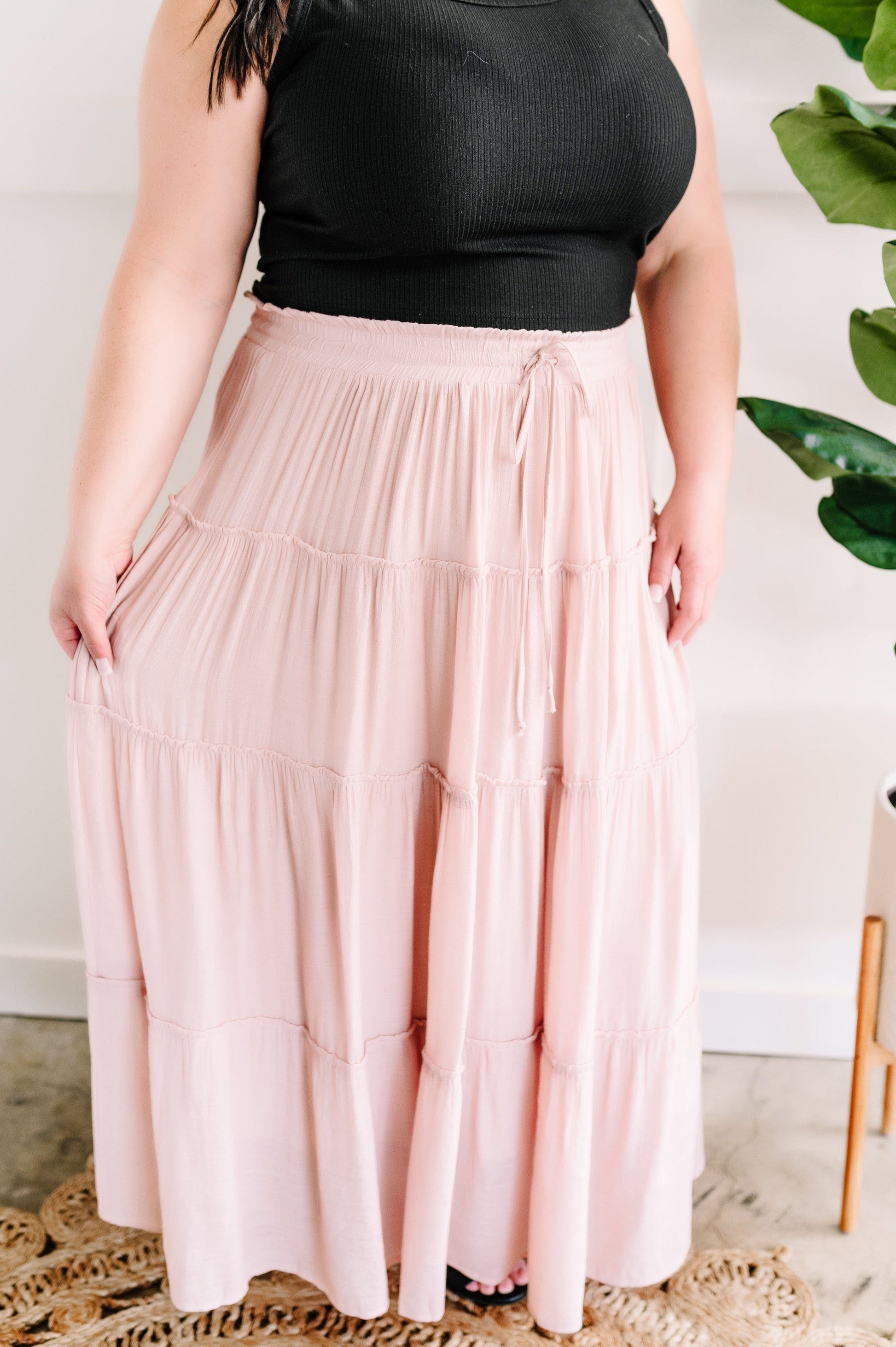 Tiered Boho Skirt In Whimsical Blush - Body By J'ne