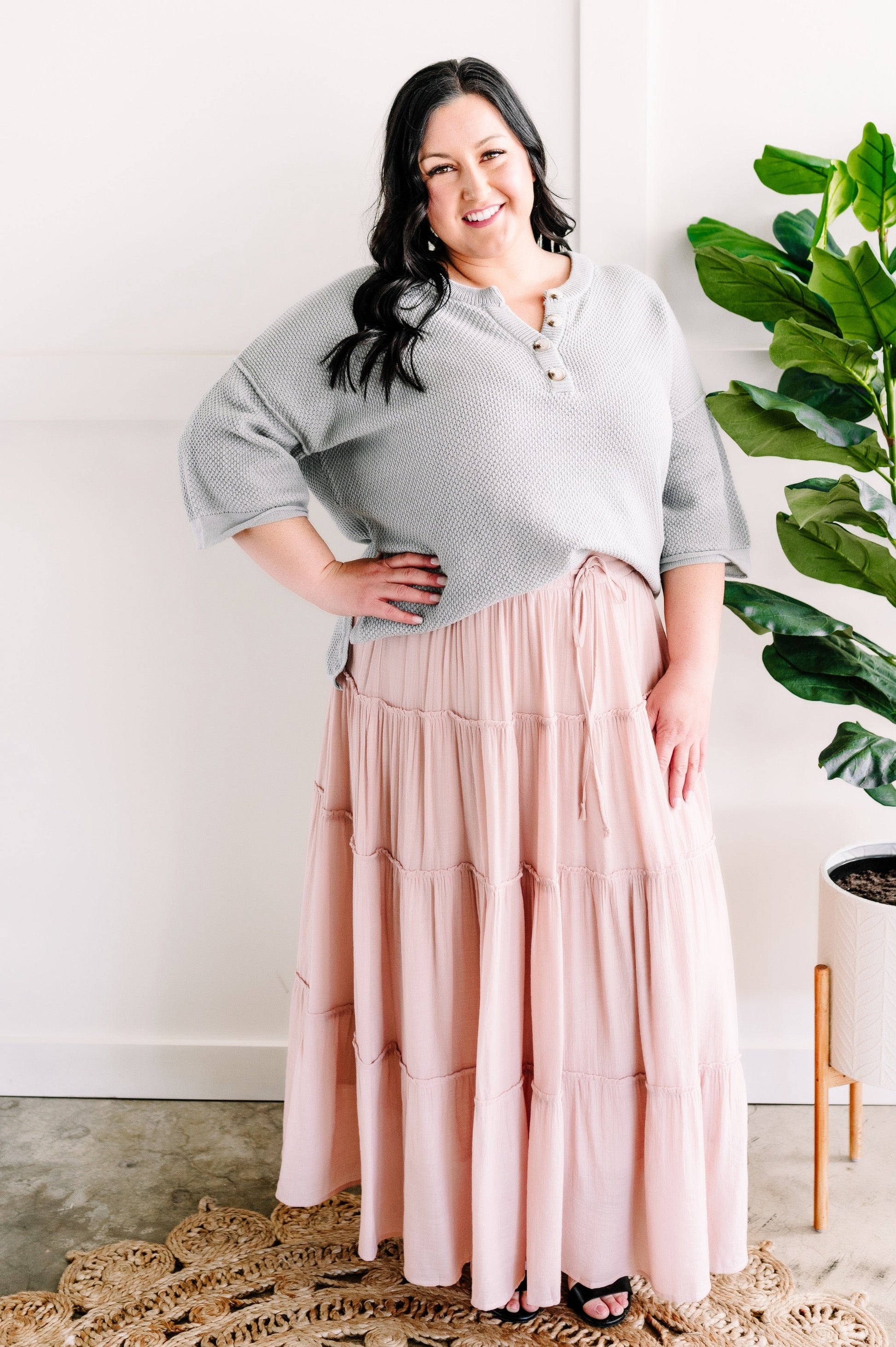 Tiered Boho Skirt In Whimsical Blush - Body By J'ne