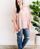 Tiered Bohemian Button Down Blouse In Soft Blush - Body By J'ne