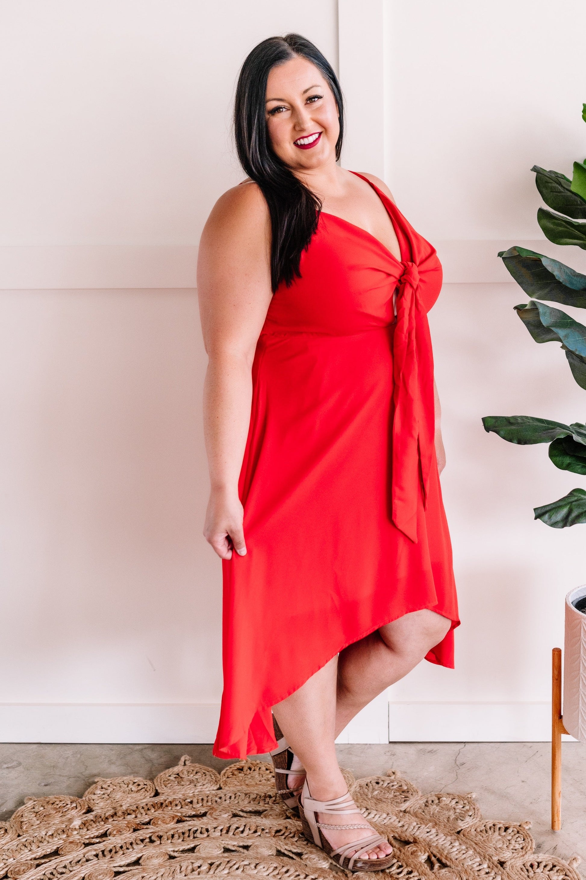 Tie Front Dress In Lipstick Red - Body By J'ne