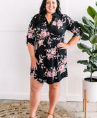 Floral Gabby Dress With Tie Belt In Black - Body By J'ne