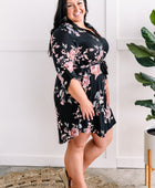 Floral Gabby Dress With Tie Belt In Black - Body By J'ne