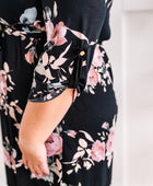 Floral Gabby Dress With Tie Belt In Black - Body By J'ne