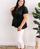 Peplum Surplice Top In Black - Body By J'ne