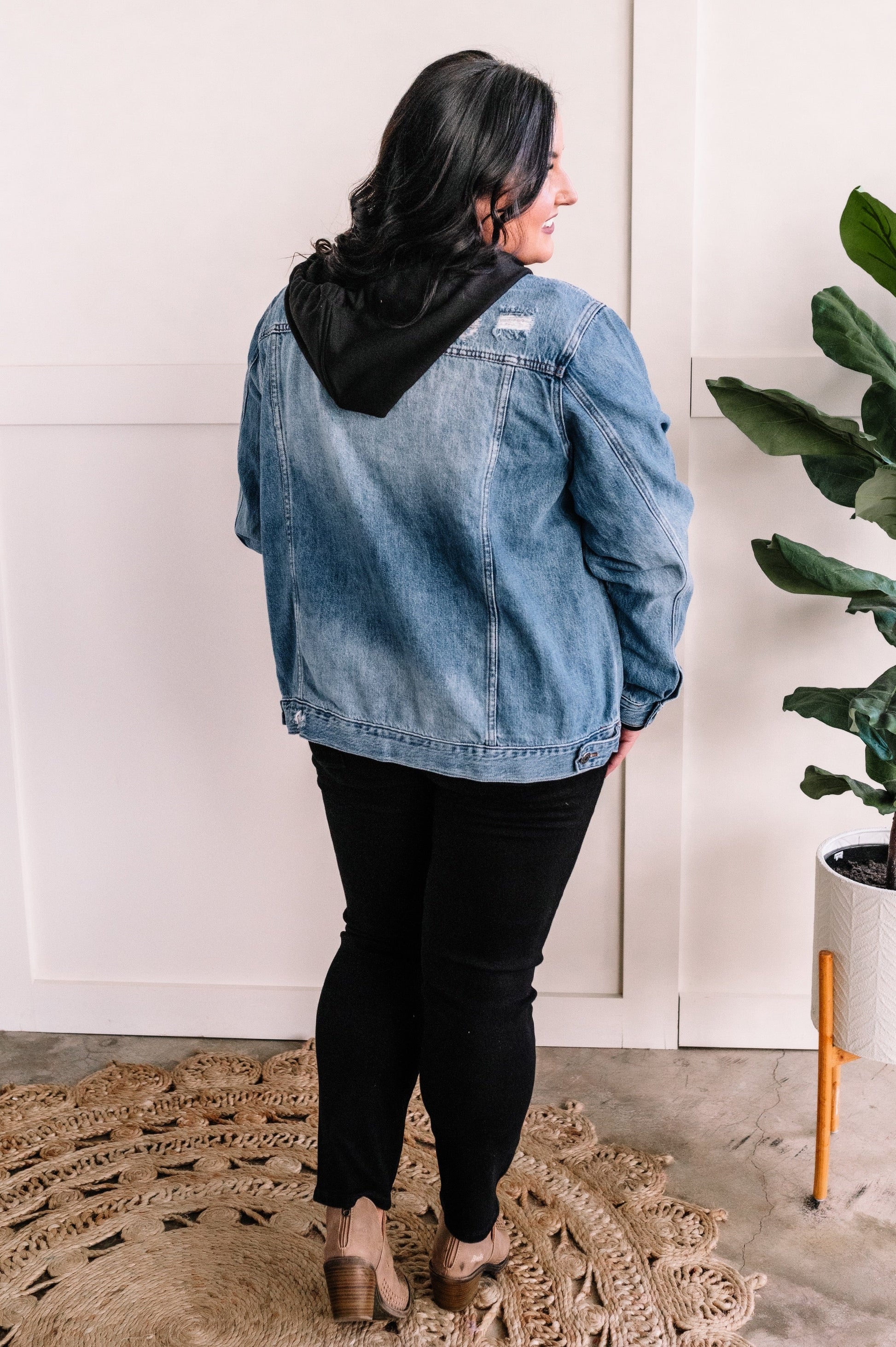 Denim Jacket With Black Detachable Hood - Body By J'ne