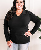 Collared Long Sleeve Top In Black - Body By J'ne