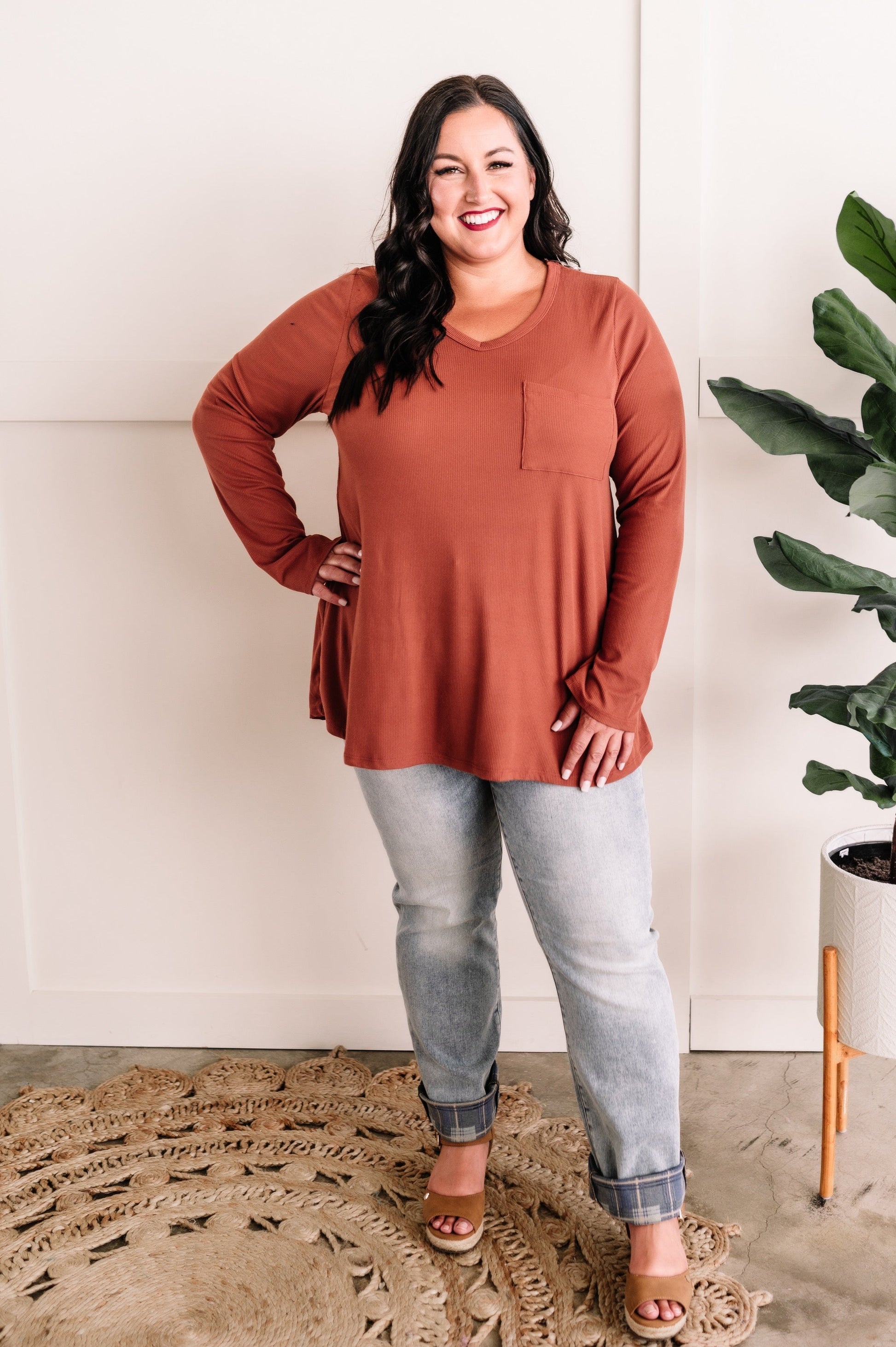 Soft Touch V Neck Top In Amber Glow 11.22 - Body By J'ne