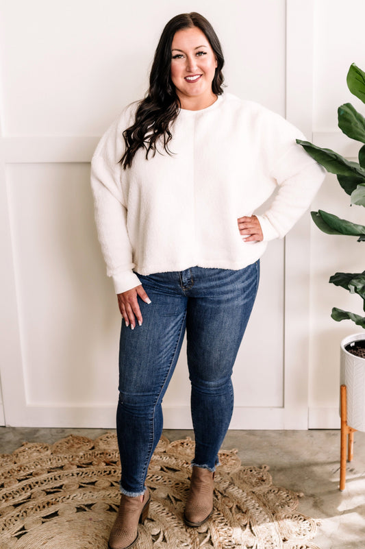 Cozy Soft Teddy Pullover In Ivory - Body By J'ne