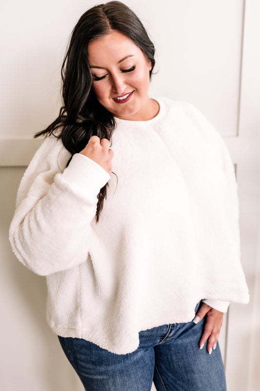 Cozy Soft Teddy Pullover In Ivory - Body By J'ne