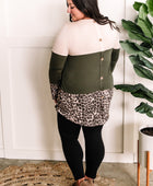 Color Block Tunic With Button Detailed Back In Olive & Animal Print - Body By J'ne