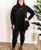 Crossover Cowl Neck Fit & Flare Tunic Sweater In Black - Body By J'ne