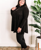 Crossover Cowl Neck Fit & Flare Tunic Sweater In Black - Body By J'ne